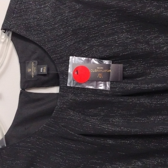 NWT Worthington Petite Black Shine Dressy Tank Top size PXL - Picture 3 of 9